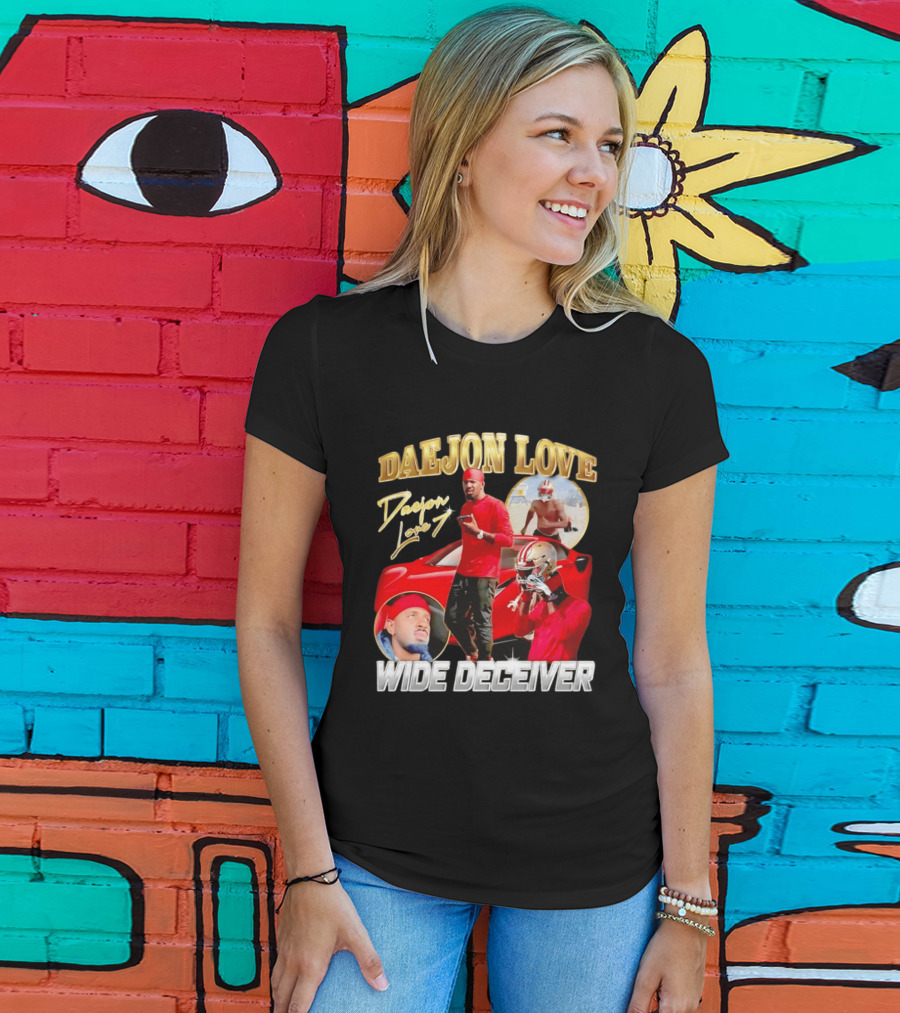 Daejon Love Wide Deceiver Football Tribute Red Car T-Shirt