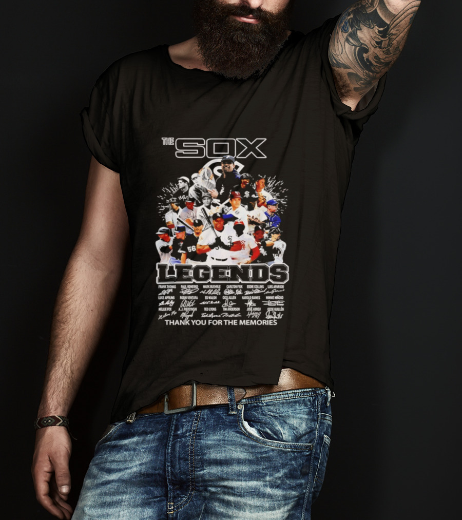 The Sox Legends Chicago White Sox Thank You For The Memories MLB Signatures T-Shirt