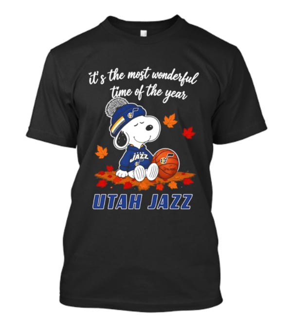 Utah Jazz Snoopy Halloween 2026 It's The Most Wonderful Time Of The Year Basketball Fan Leaves T-Shirt