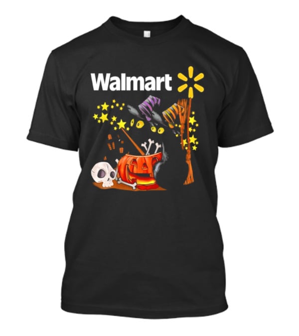 Walmart Halloween 2026 Black Cats With Witch Hats Pumpkin Skull And Stars T-Shirt