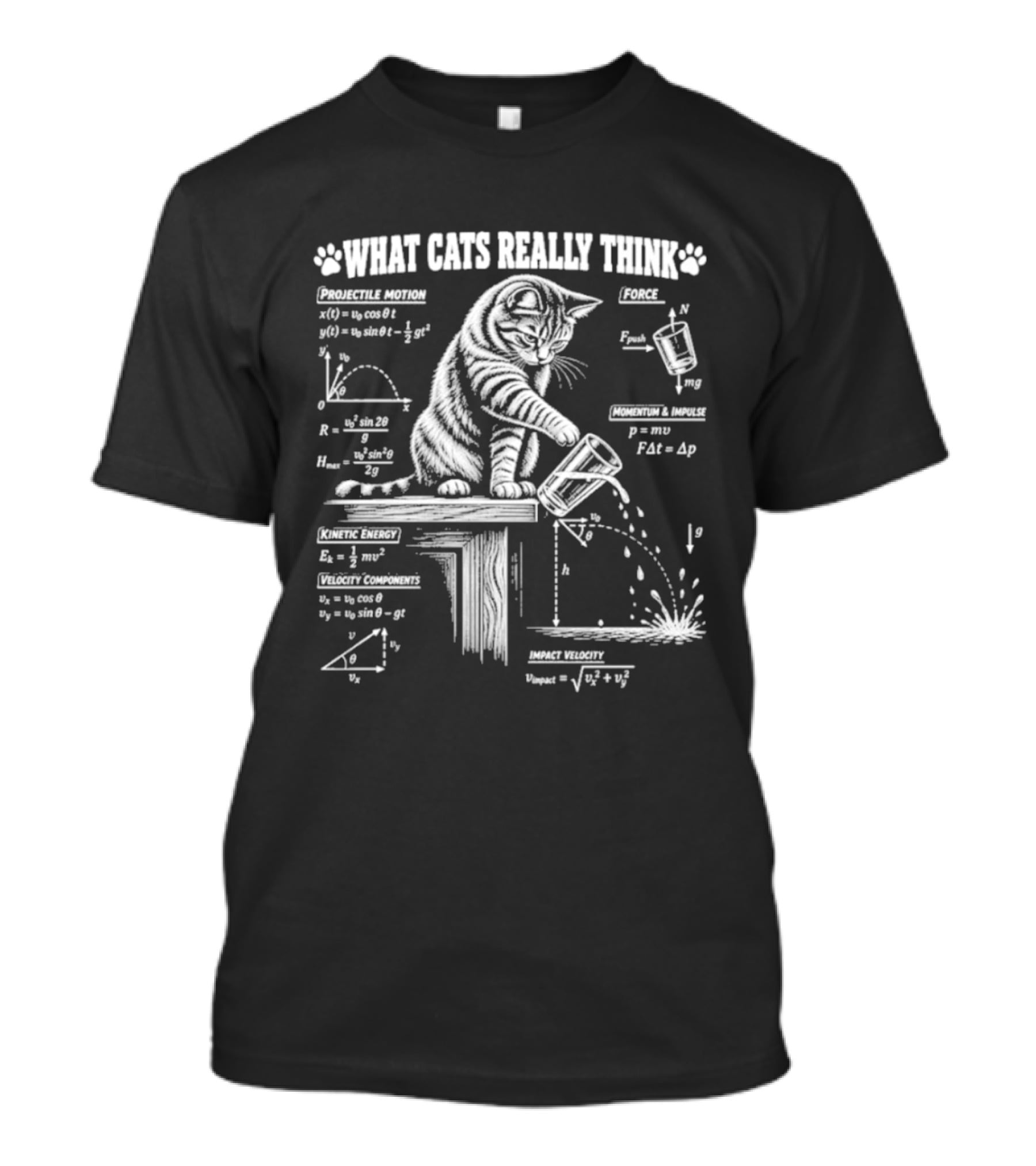 What Cats Really Think Physics With Formulas And Diagrams T-Shirt