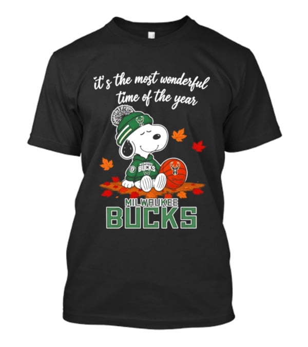Milwaukee Bucks Snoopy 2026 It's The Most Wonderful Time Of The Year Halloween T-Shirt