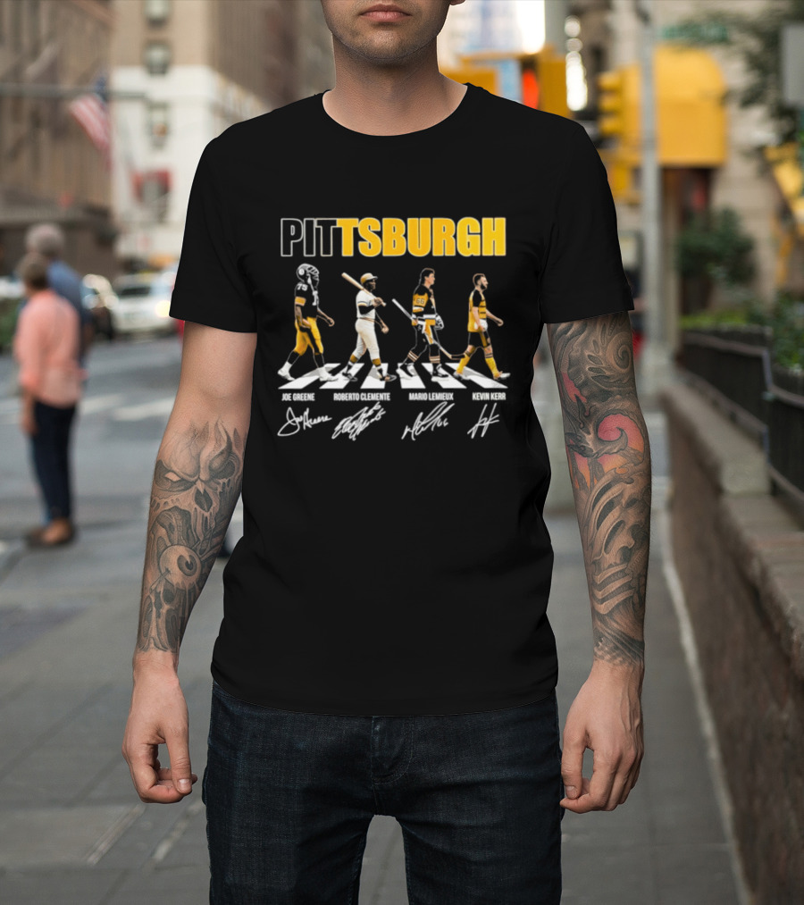 Pittsburgh Steelers Pirates Penguins Crossing Signatures T-Shirt