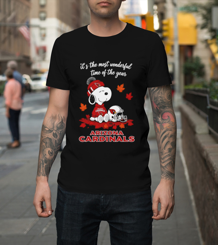 Arizona Cardinals Snoopy Fall Halloween It's The Most Wonderful Time Of The Year 2026 T-Shirt