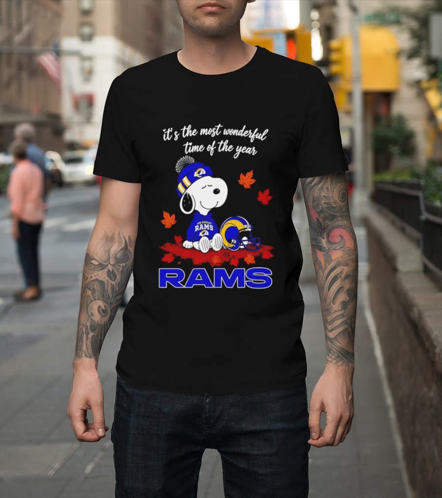 Los Angeles Rams Snoopy Fall Halloween It's The Most Wonderful Time Of The Year 2026 T-Shirt