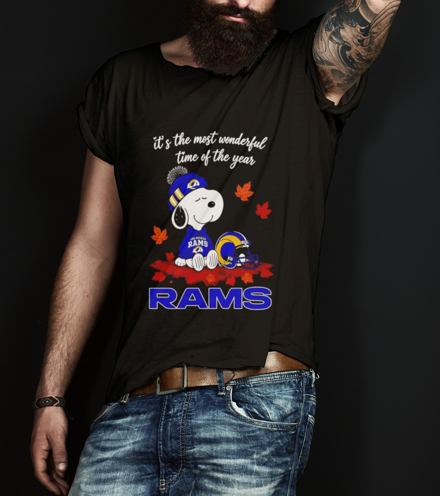 Los Angeles Rams Snoopy Fall Halloween It's The Most Wonderful Time Of The Year 2026 T-Shirt