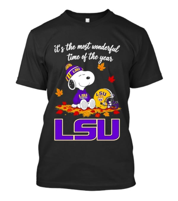 LSU Tigers Snoopy Wonderful Time Football Fall Leaves 2026 T-Shirt