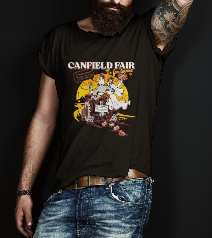 Canfield Fair Just Married Romance Tractor Boom Sunset T-Shirt