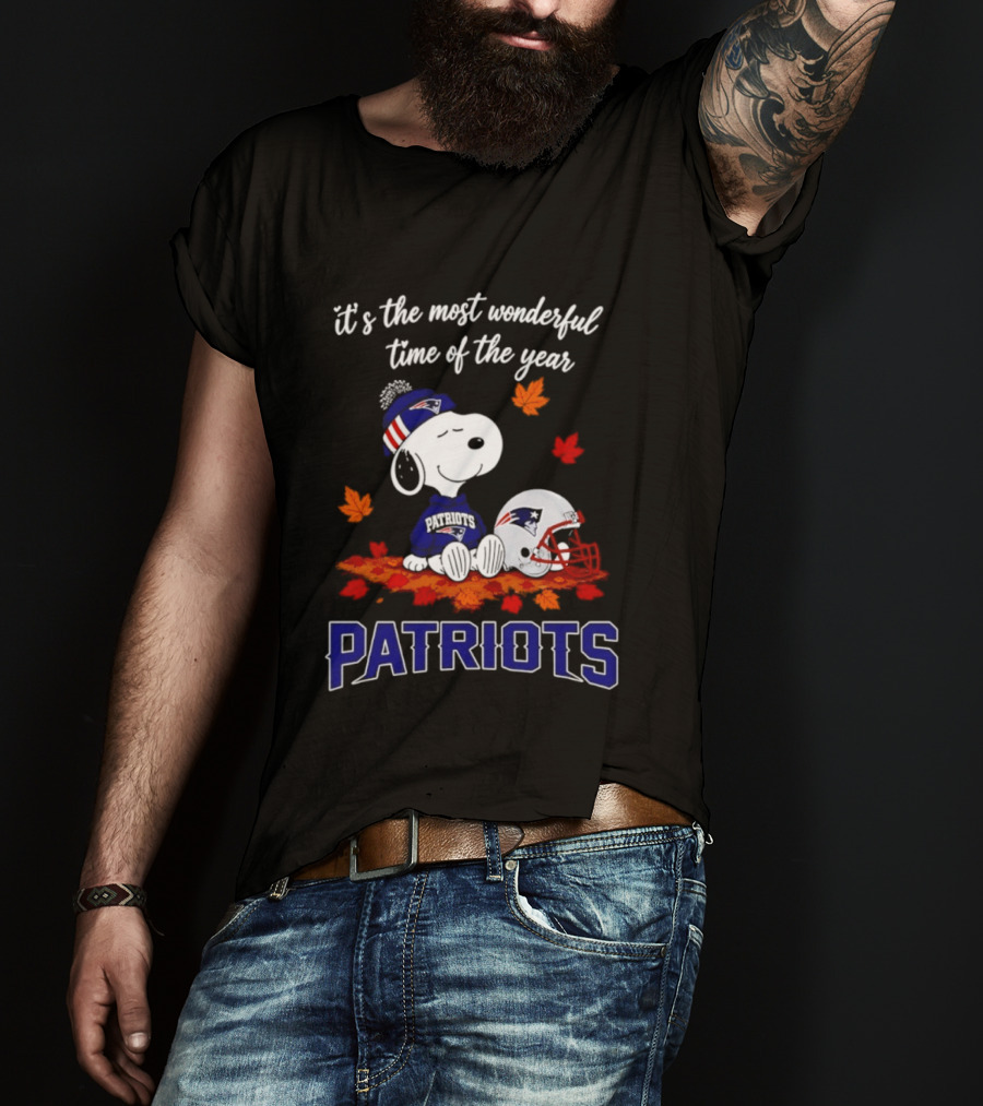 New England Patriots Snoopy Fall Halloween 2026 Most Wonderful Time Of The Year T-Shirt