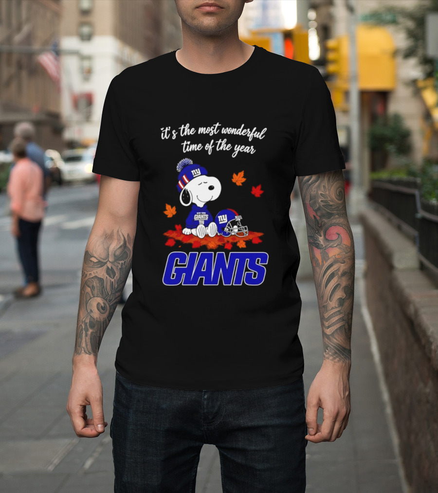 New York Giants Snoopy Fall Halloween 2026 Most Wonderful Time Of The Year T-Shirt