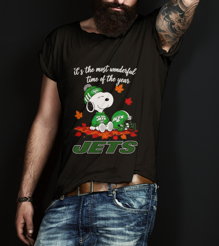 New York Jets Snoopy Fall Halloween 2026 Most Wonderful Time Of The Year T-Shirt