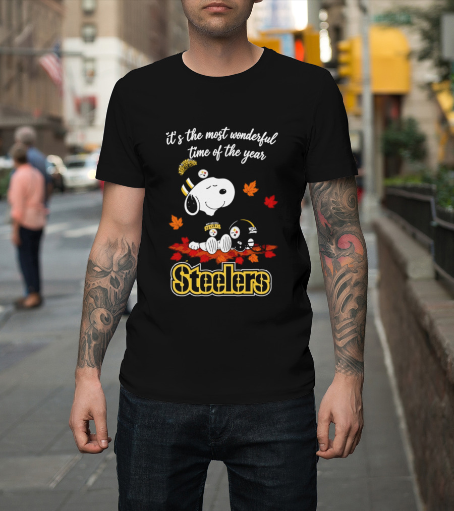 Pittsburgh Steelers Snoopy Fall Halloween 2026 It's The Most Wonderful Time Of The Year T-Shirt