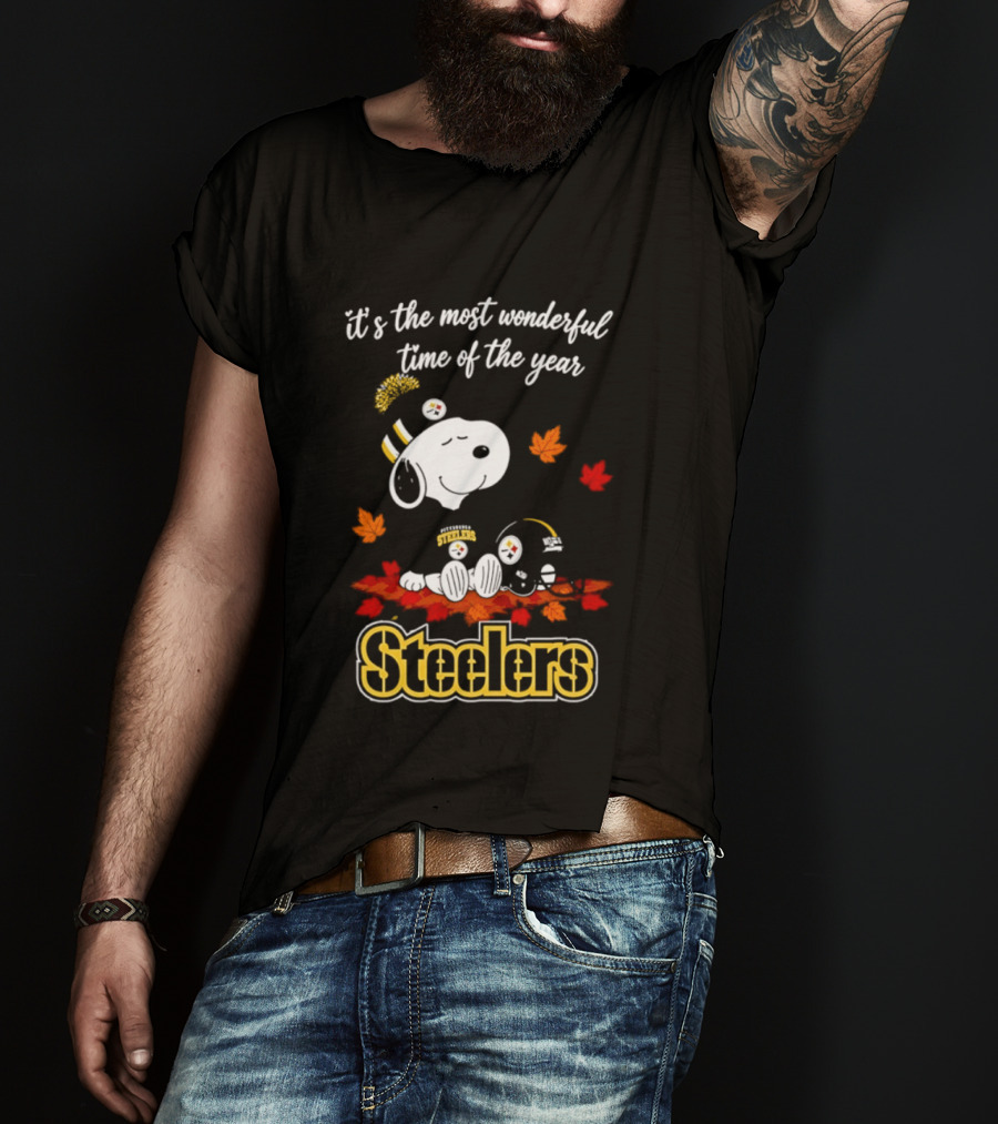 Pittsburgh Steelers Snoopy Fall Halloween 2026 It's The Most Wonderful Time Of The Year T-Shirt