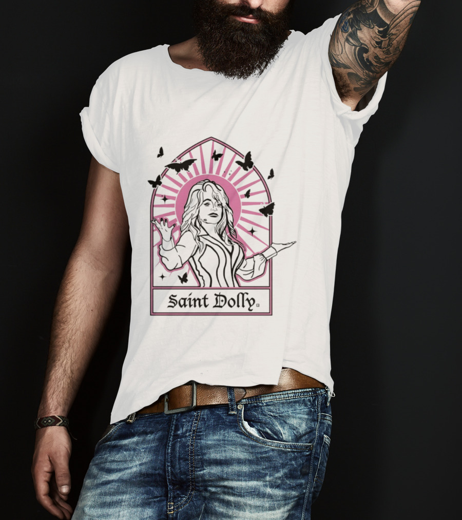 Saint Dolly Pink Sunburst With Butterflies T-Shirt