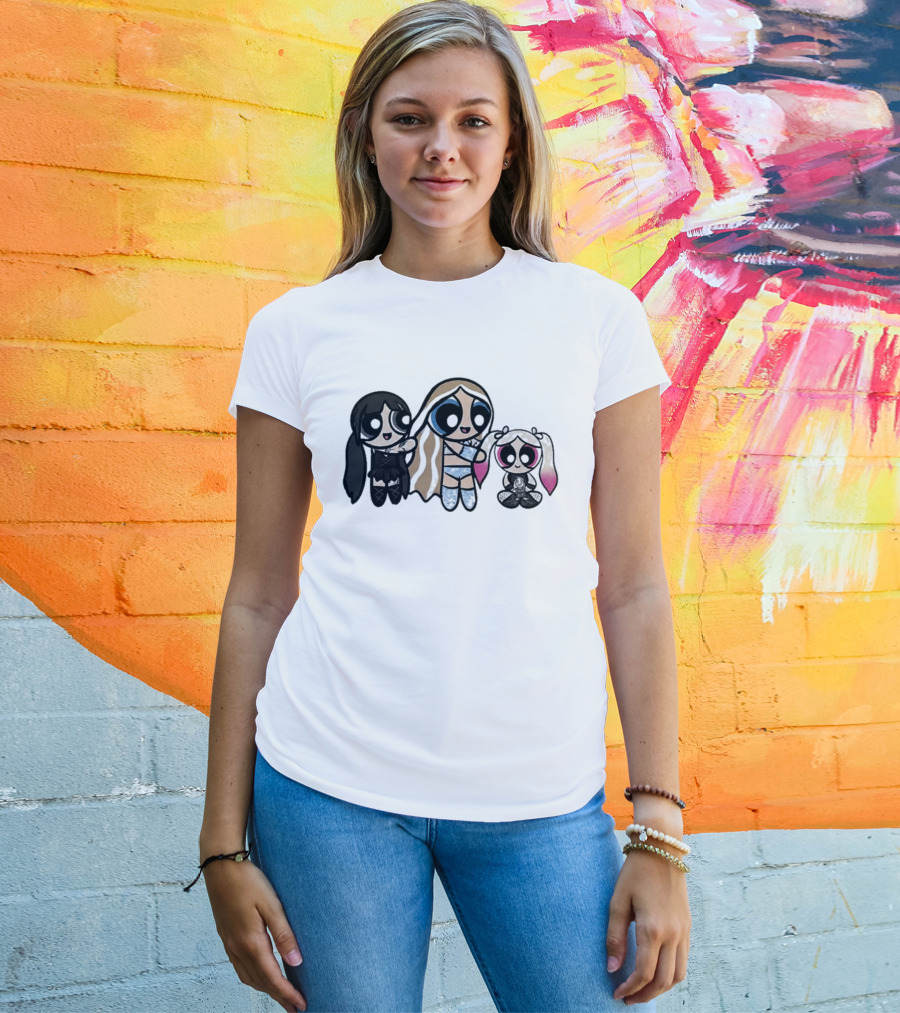 Powerpuff Charlexley Trio In Unique Cartoon T-Shirt