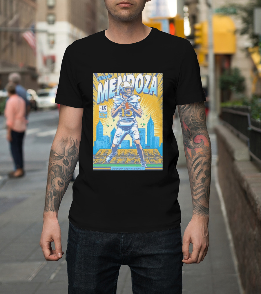 Alberto Mendoza Georgia Tech Football No 15 Yellow Jackets T-Shirt