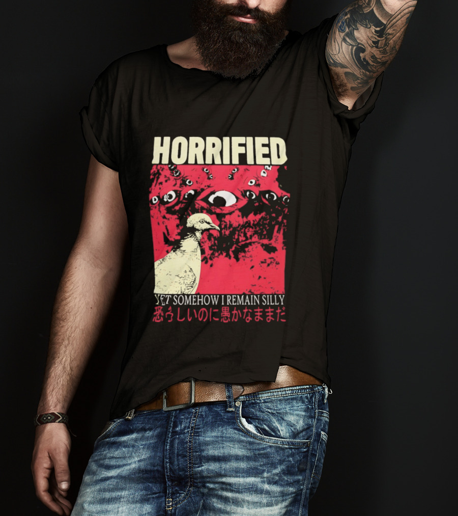Horrified Pigeon Yet Somehow I Remain Silly Japanese T-Shirt
