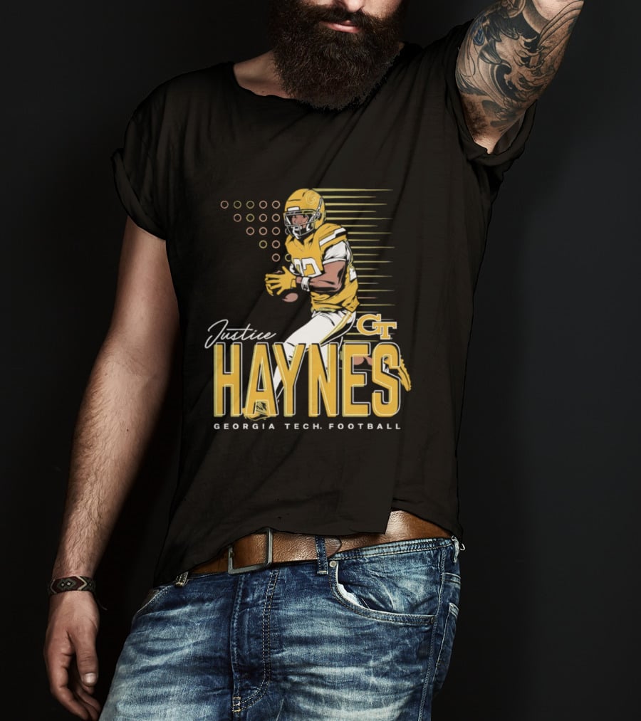 Justice Haynes Georgia Tech Yellow Jackets Football GT T-Shirt
