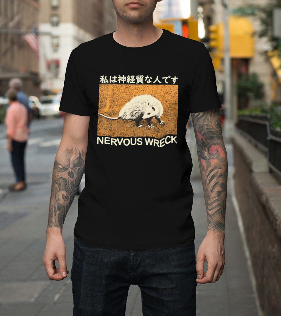 Opossum Nervous Wreck Vintage Style Wildlife Humor T-Shirt