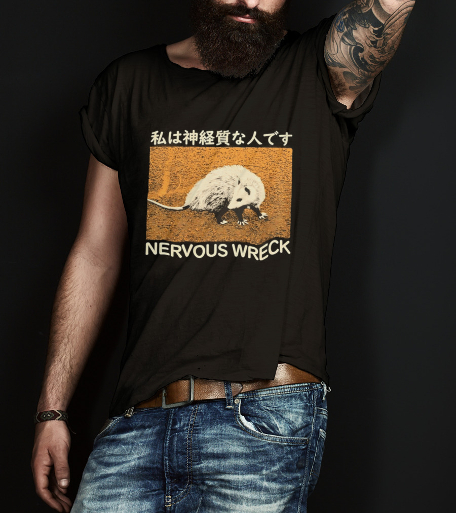 Opossum Nervous Wreck Vintage Style Wildlife Humor T-Shirt