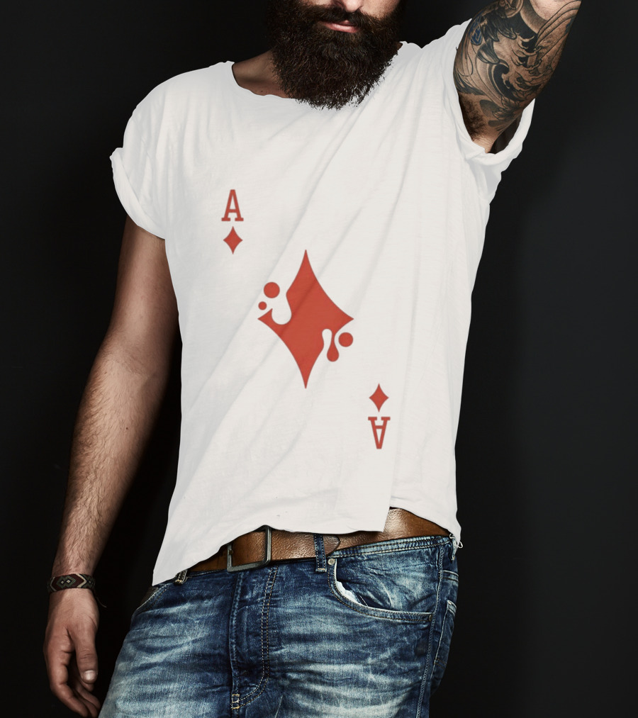 Ace Of Diamonds Playing Card Red Stylized T-Shirt