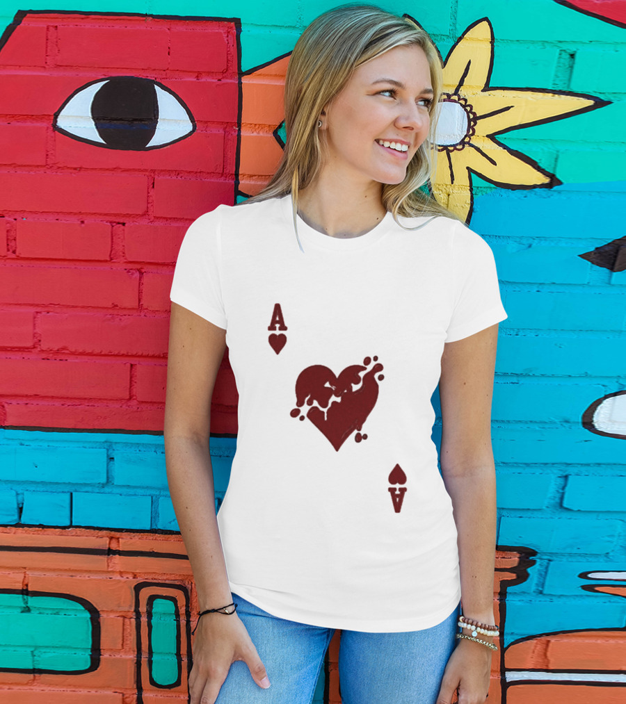 Ace Of Hearts Melting Card Visual T-Shirt