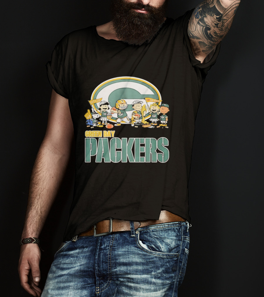 Peanuts Characters Celebrating Green Bay Packers Let's Go Go Team T-Shirt