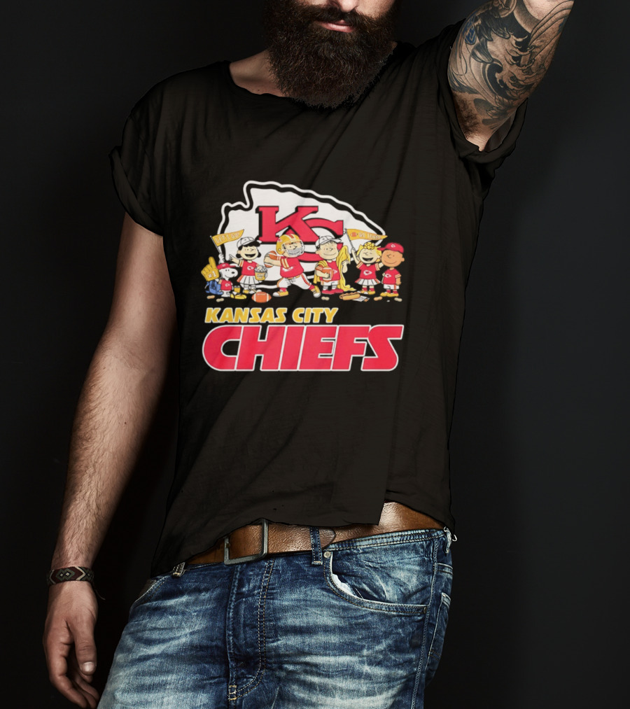Kansas City Chiefs Peanuts Characters Go Team Let's Go T-Shirt