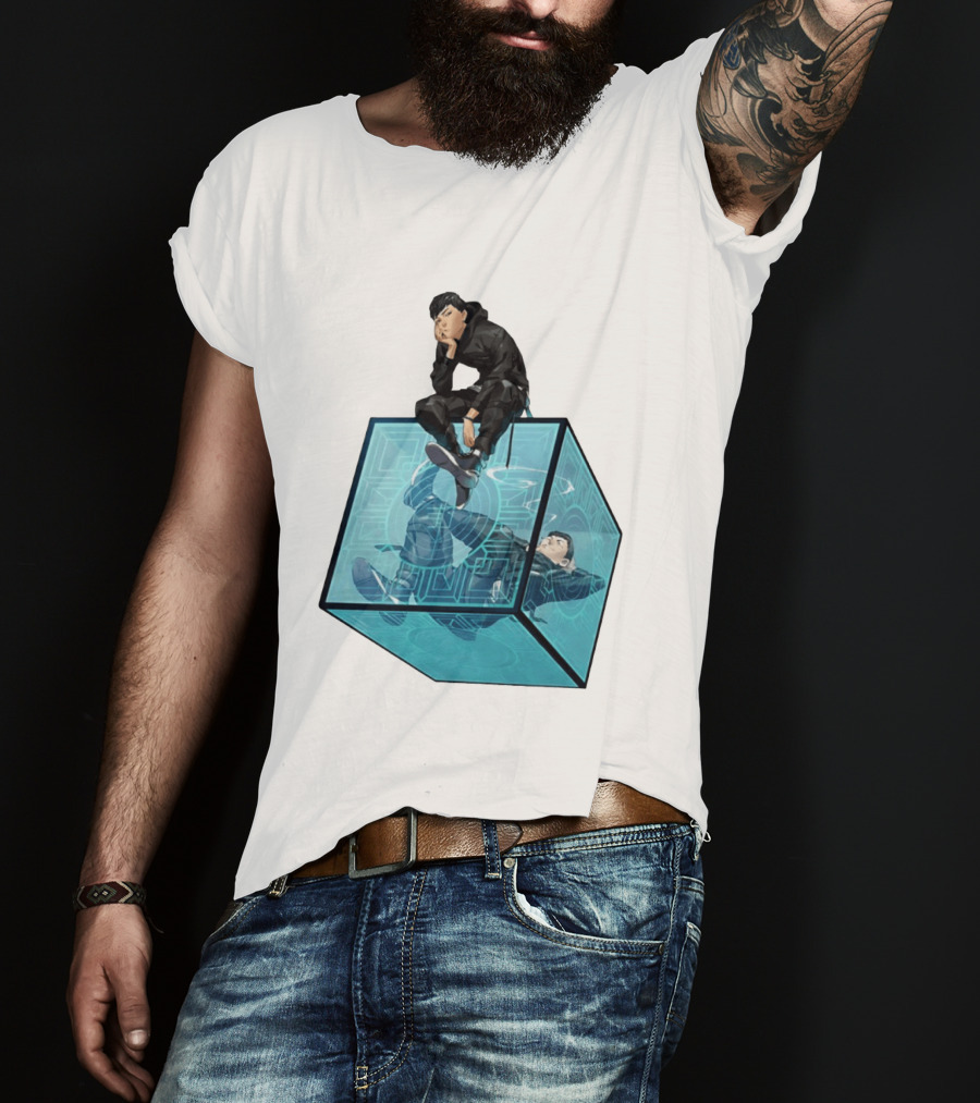Ghostwire Tokyo Character Sitting On Cyber Cube T-Shirt