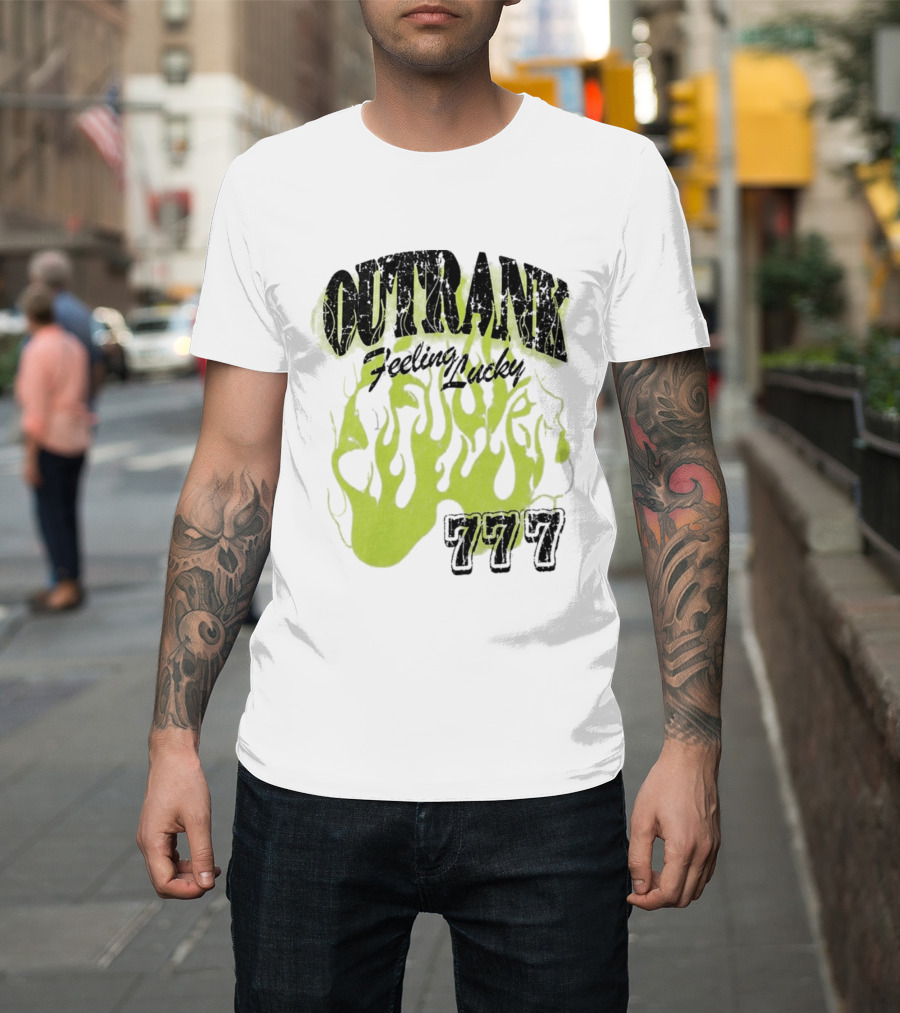 Outrank Feeling Lucky 777 Green Flames T-Shirt