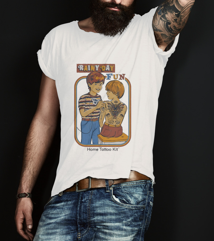 Rainy Day Fun Home Tattoo Kit Retro Style Boys With Tattoos T-Shirt