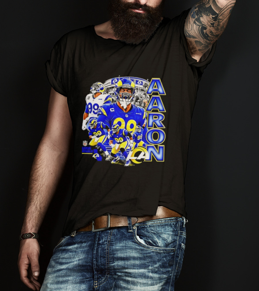 Aaron Donald Los Angeles Rams 99 Blue Collage 90s Bootleg T-Shirt