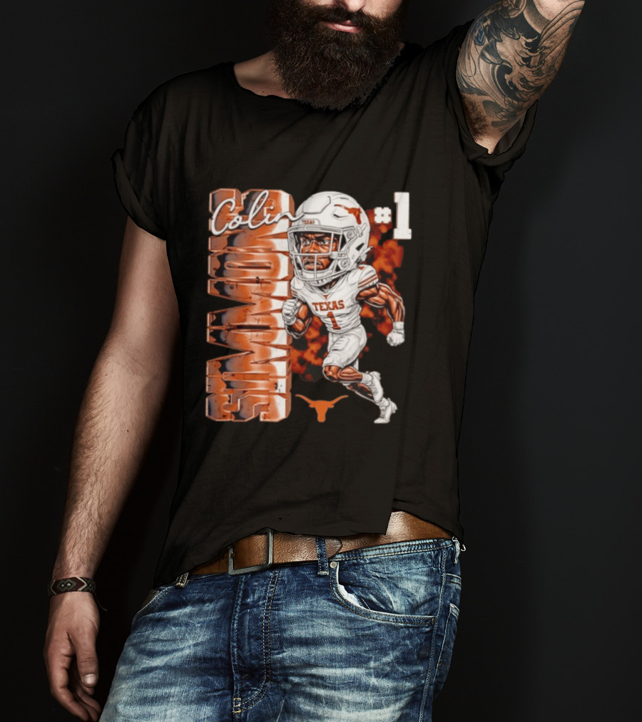 Colin Simmons #1 Texas Longhorns Football Caricature T-Shirt