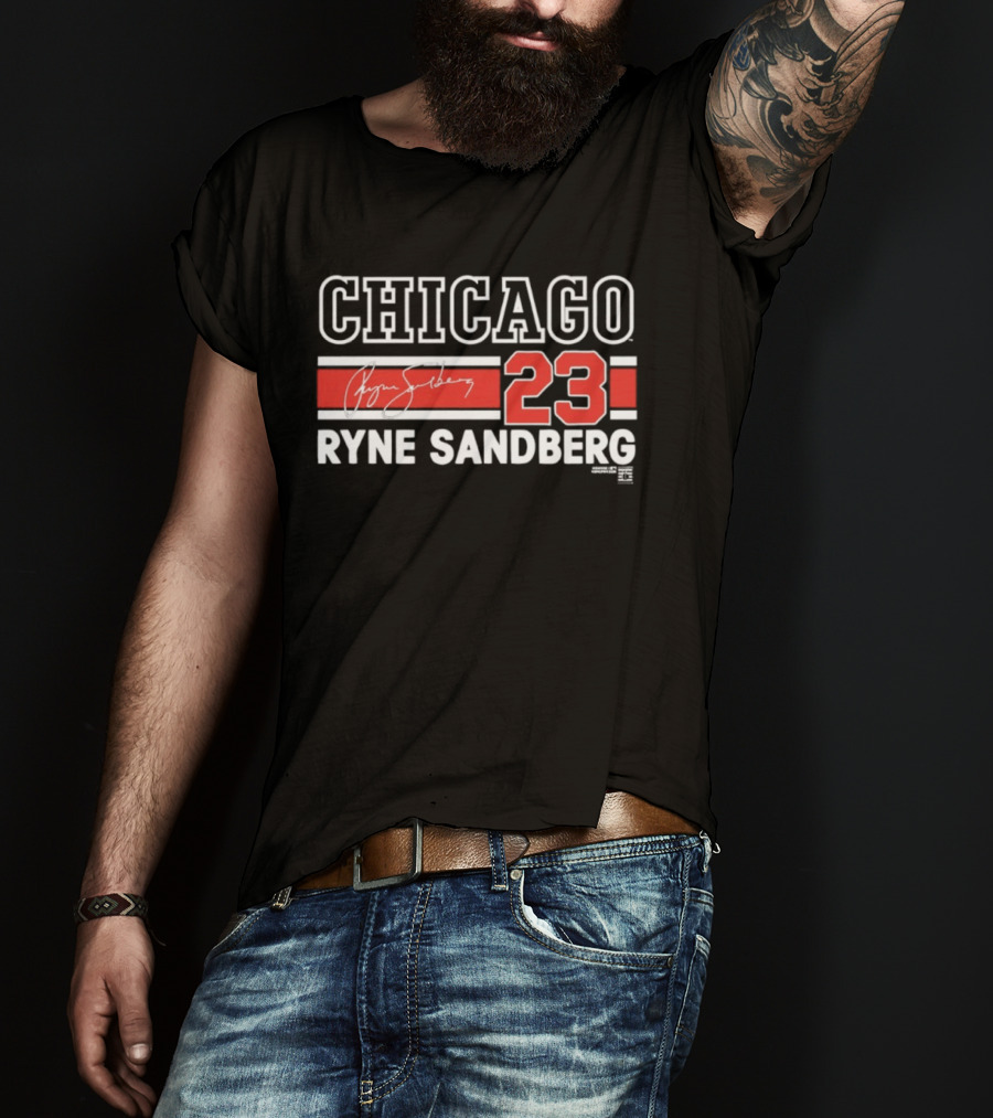 Chicago 23 Ryne Sandberg Signature Number T-Shirt