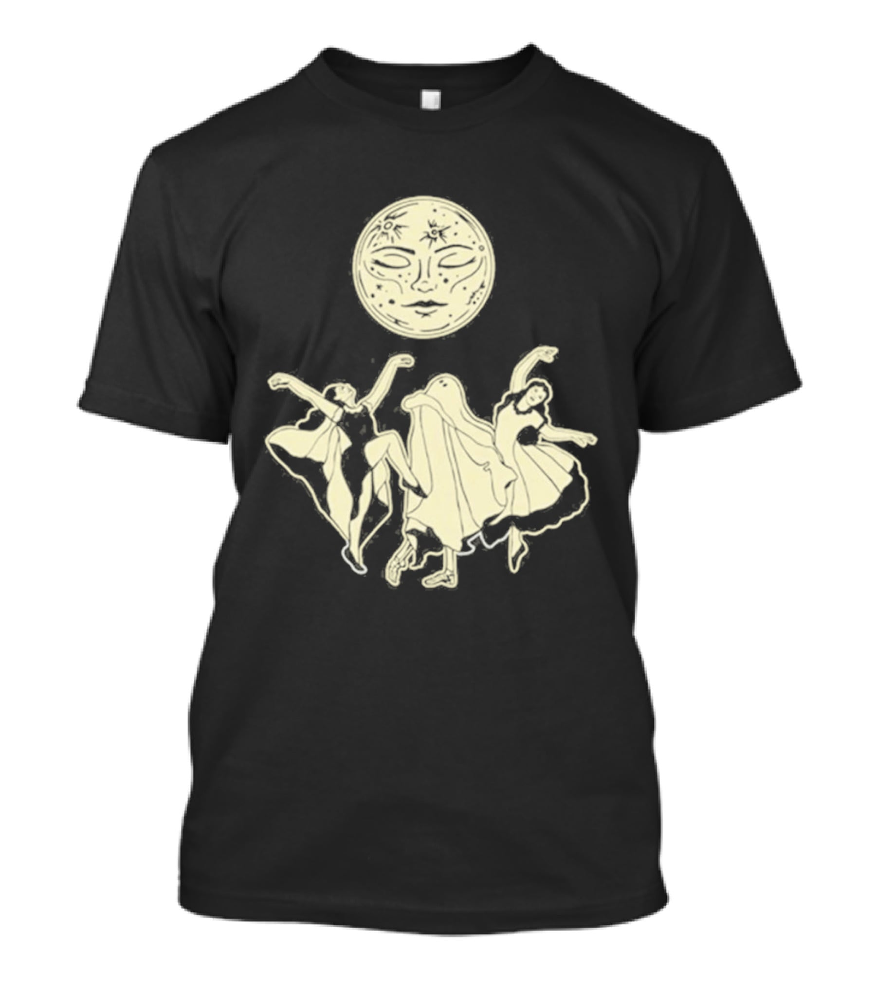 Two Girls Ghostly Dance Under Moon T-Shirt