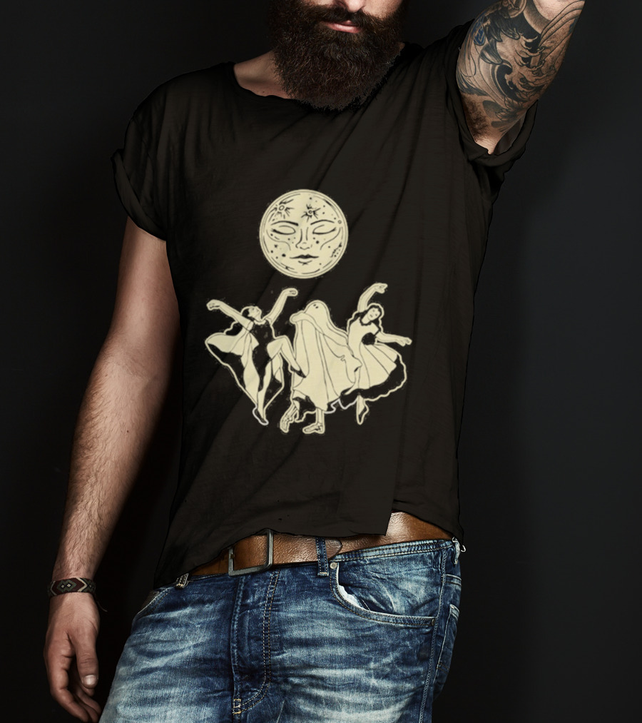 Two Girls Ghostly Dance Under Moon T-Shirt