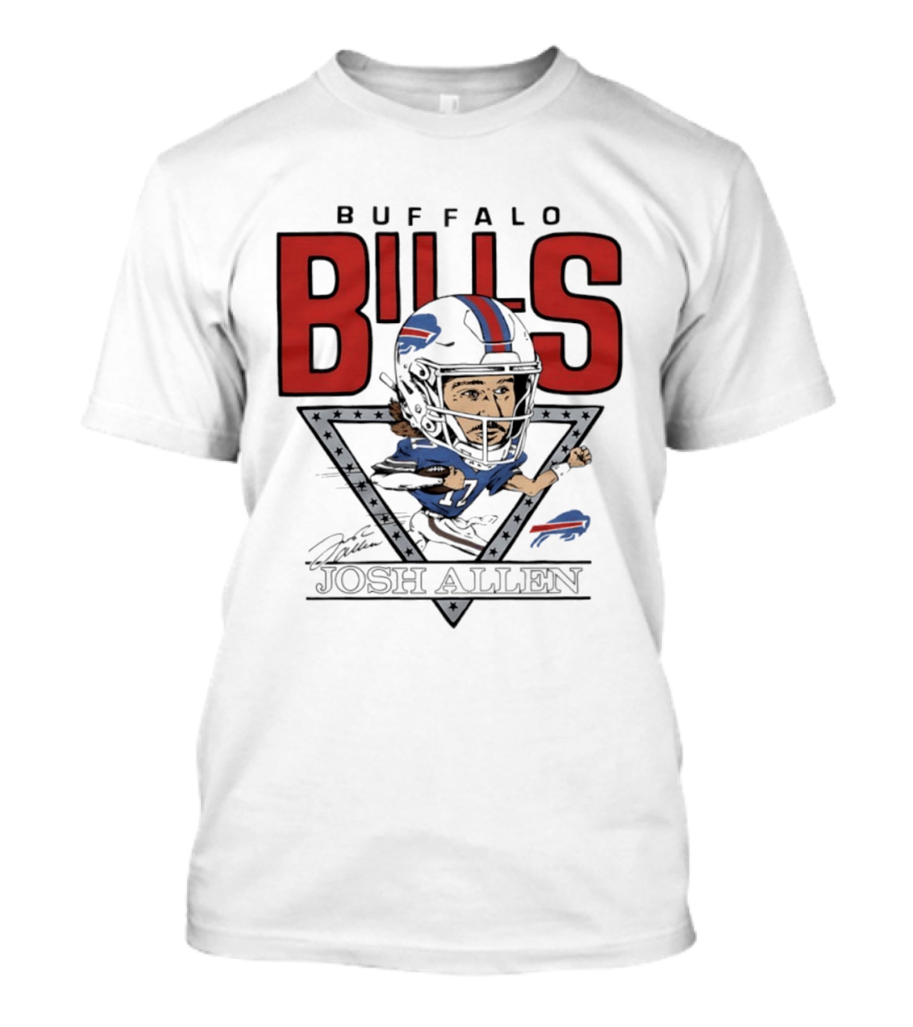 Buffalo Bills Josh Allen Football Caricature Triangle T-Shirt