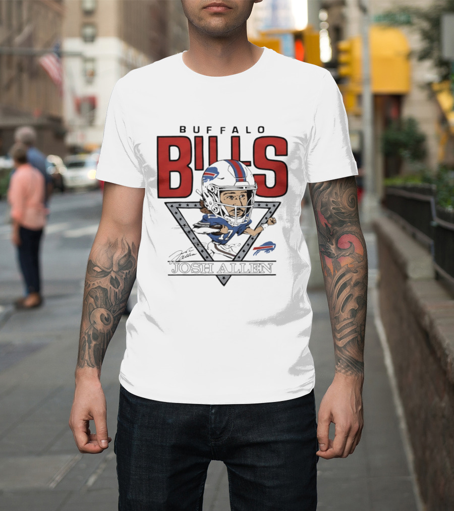 Buffalo Bills Josh Allen Football Caricature Triangle T-Shirt