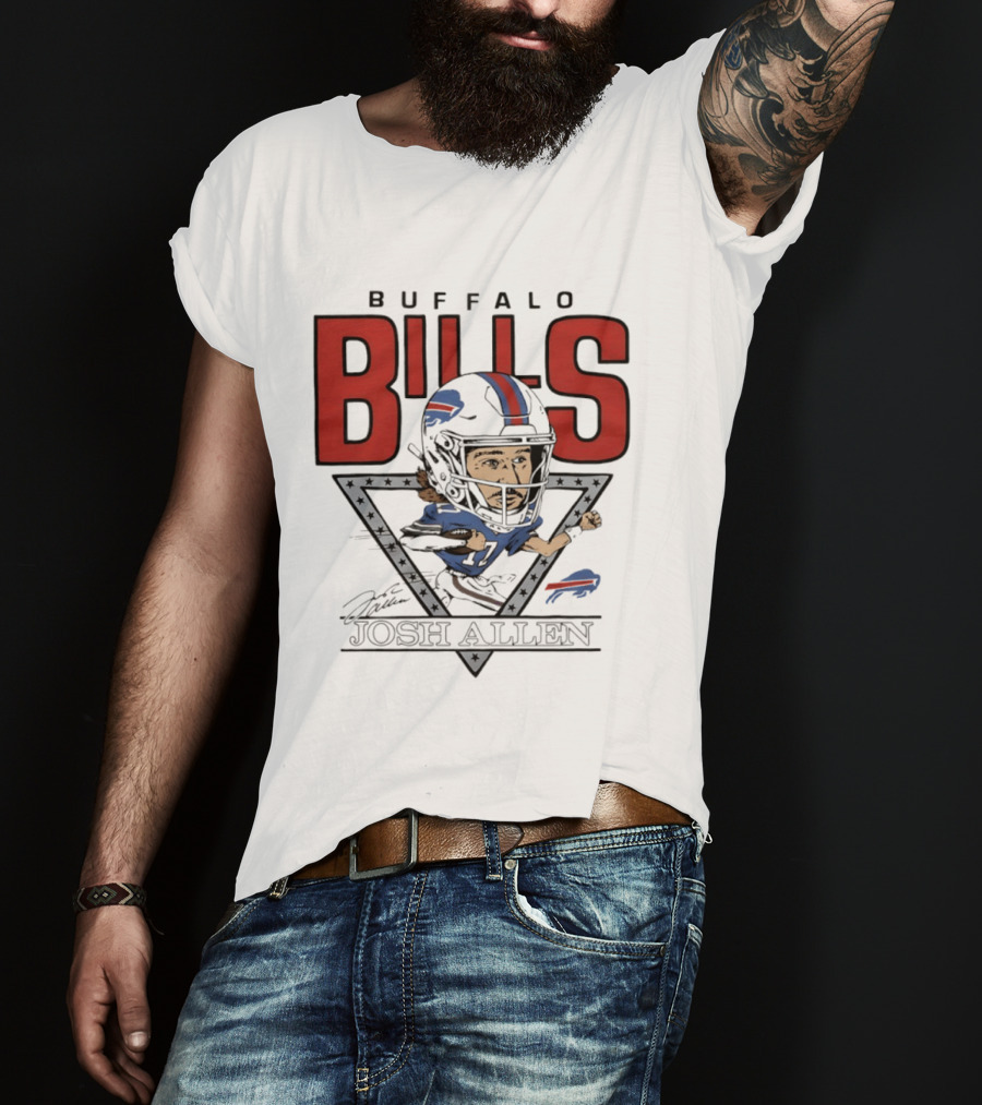Buffalo Bills Josh Allen Football Caricature Triangle T-Shirt
