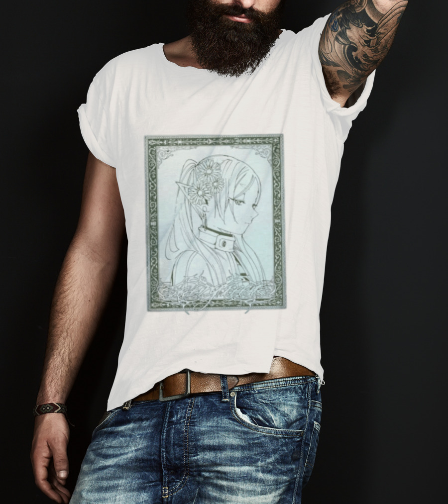 Frieren Evergreen Elf Girl Floral Fantasy Art Nouveau T-Shirt