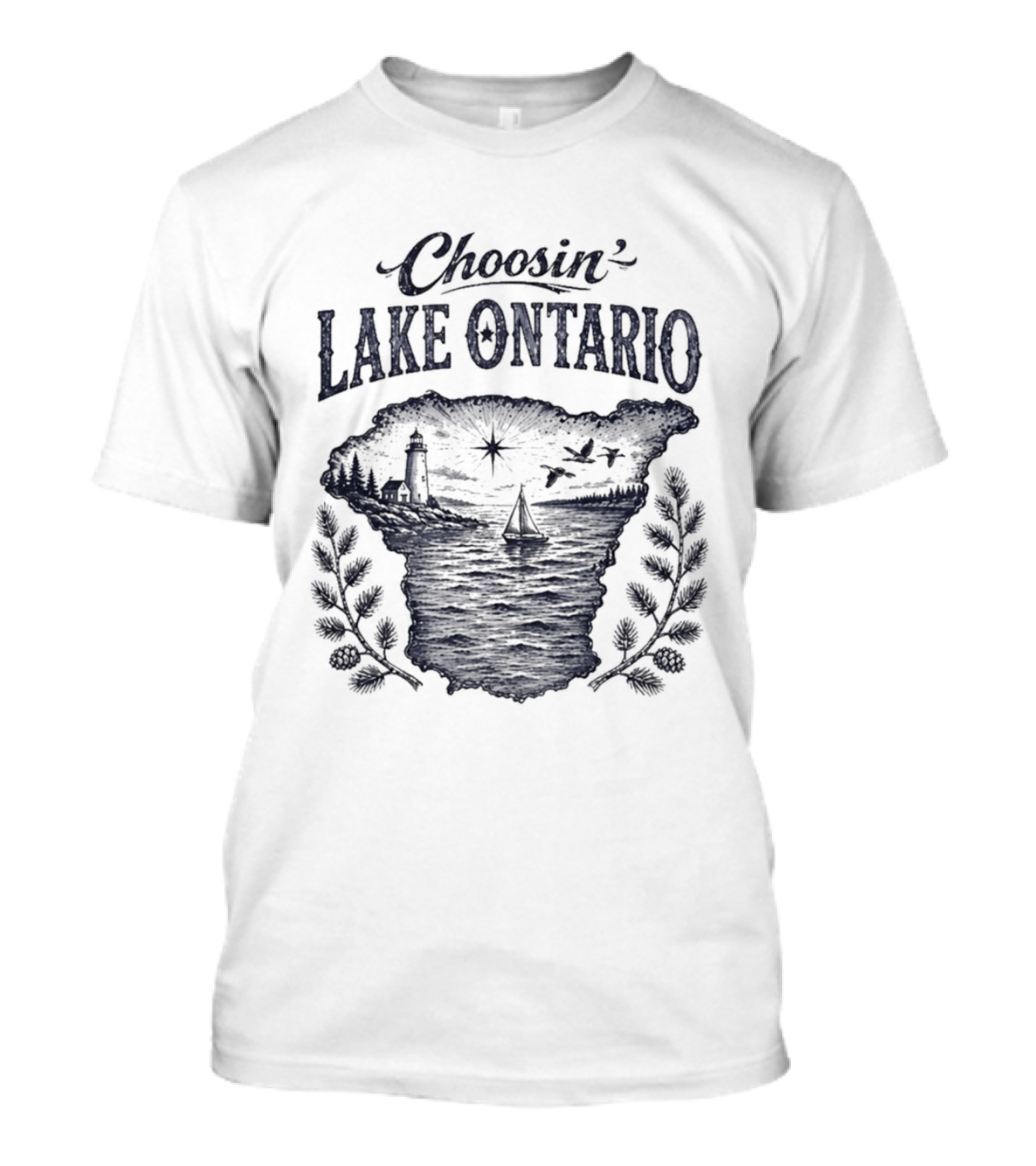 Choosin' Lake Ontario Nautical Adventure Map T-Shirt