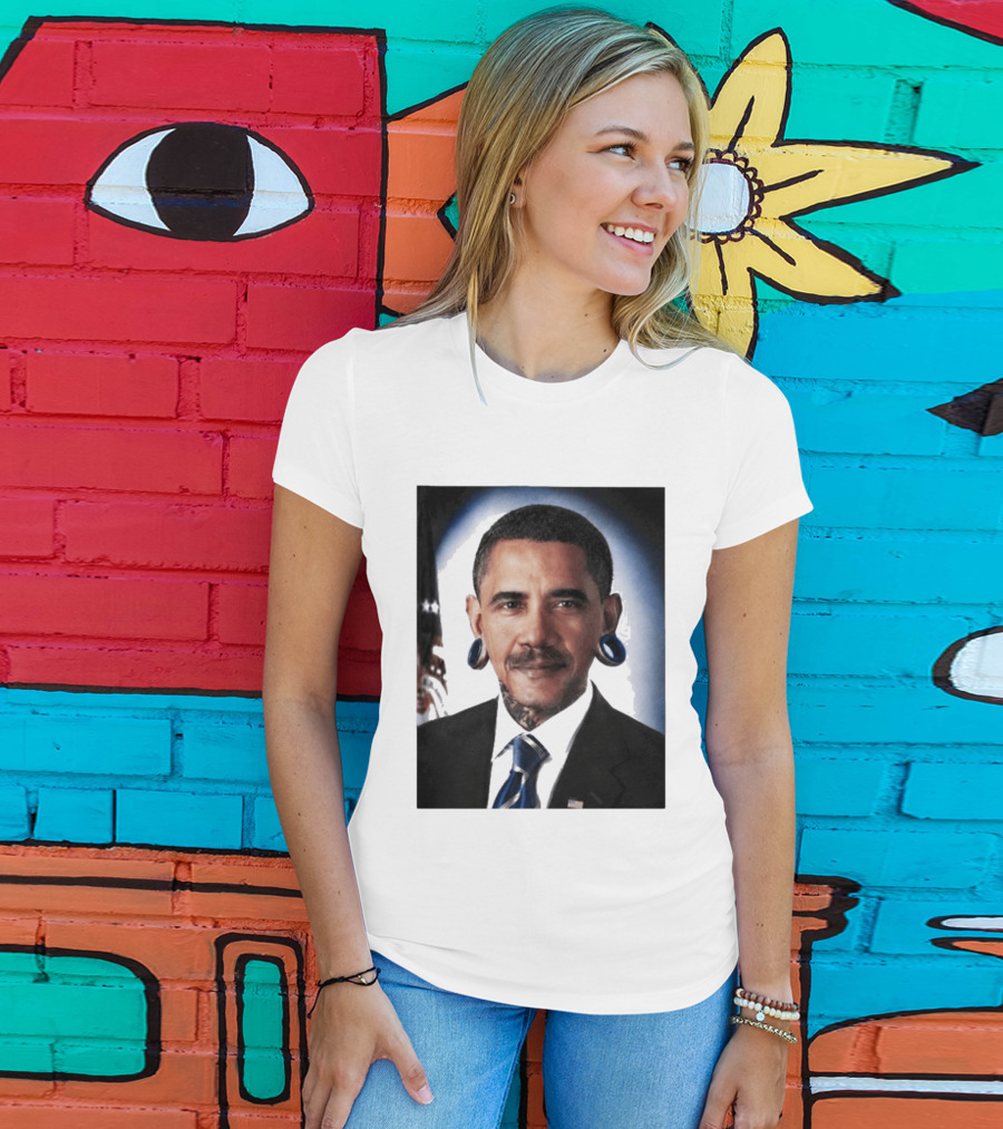 Obama President Political Fashion With Tattoos And Futuristic T-Shirt