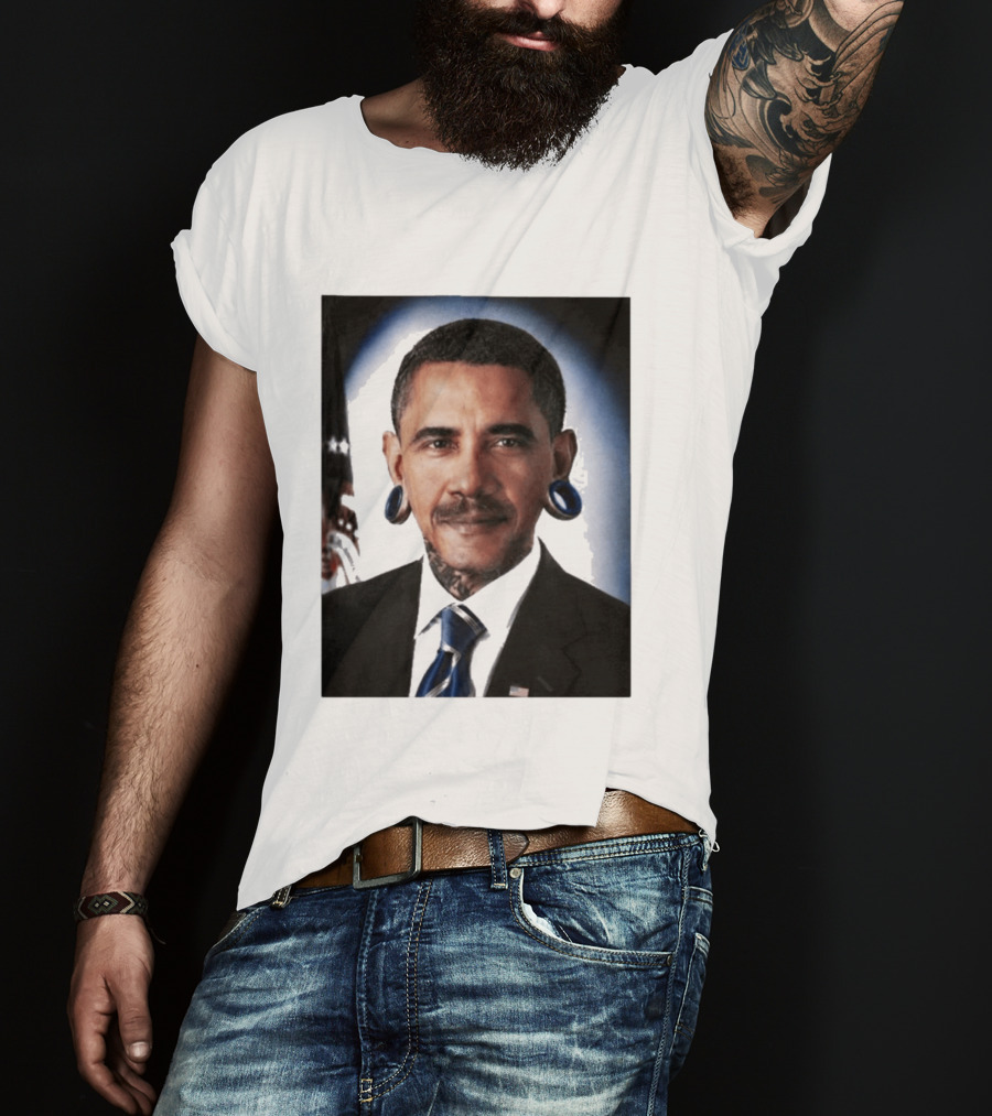 Obama President Political Fashion With Tattoos And Futuristic T-Shirt