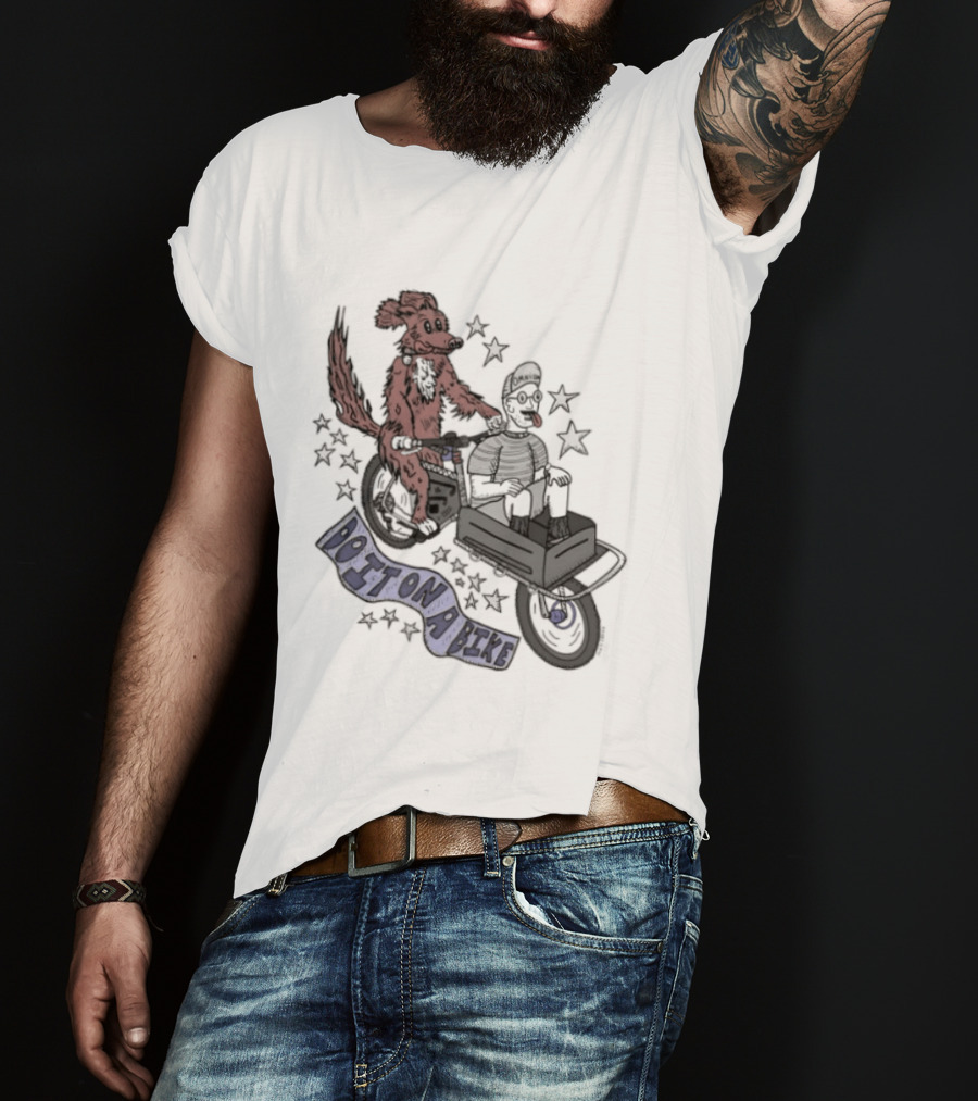 Original Dog On A Bike Omnium Cycling Matt Crank Free And High Stars T-Shirt