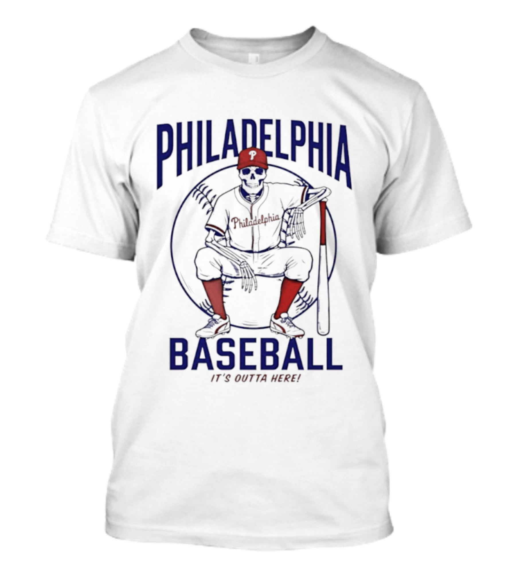 Philadelphia Baseball Skeleton It's Outta Here T-Shirt