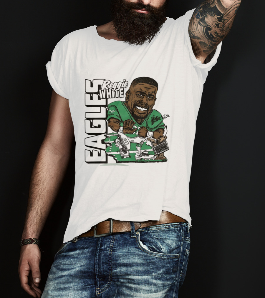 Reggie White Philadelphia Eagles Caricature Art NFL Legendary Player T-Shirt