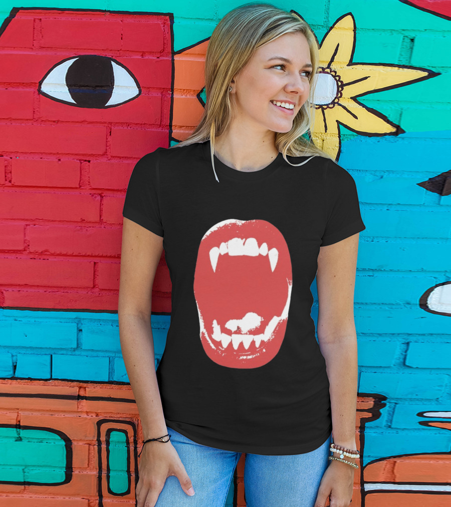 Vampire Fangs Open Mouth Red T-Shirt