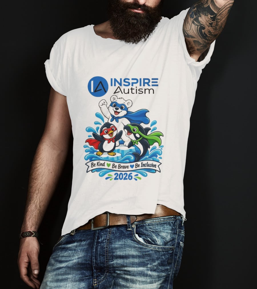 Inspire Autism Hero Walk 2026 Be Kind Brave Inclusive T-Shirt