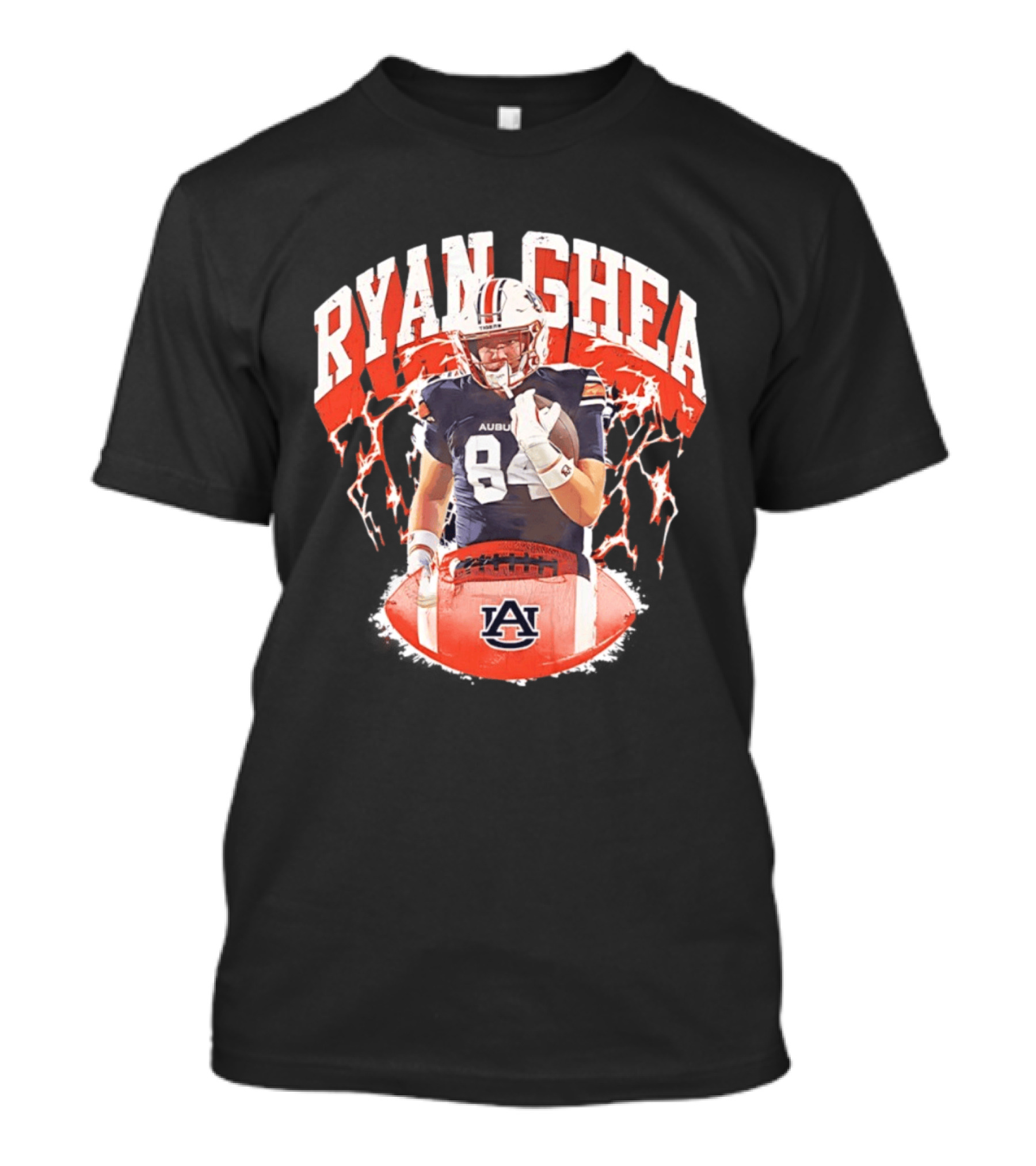 Ryan Ghea Auburn Tigers Football Lightning Bold Number 84 T-Shirt