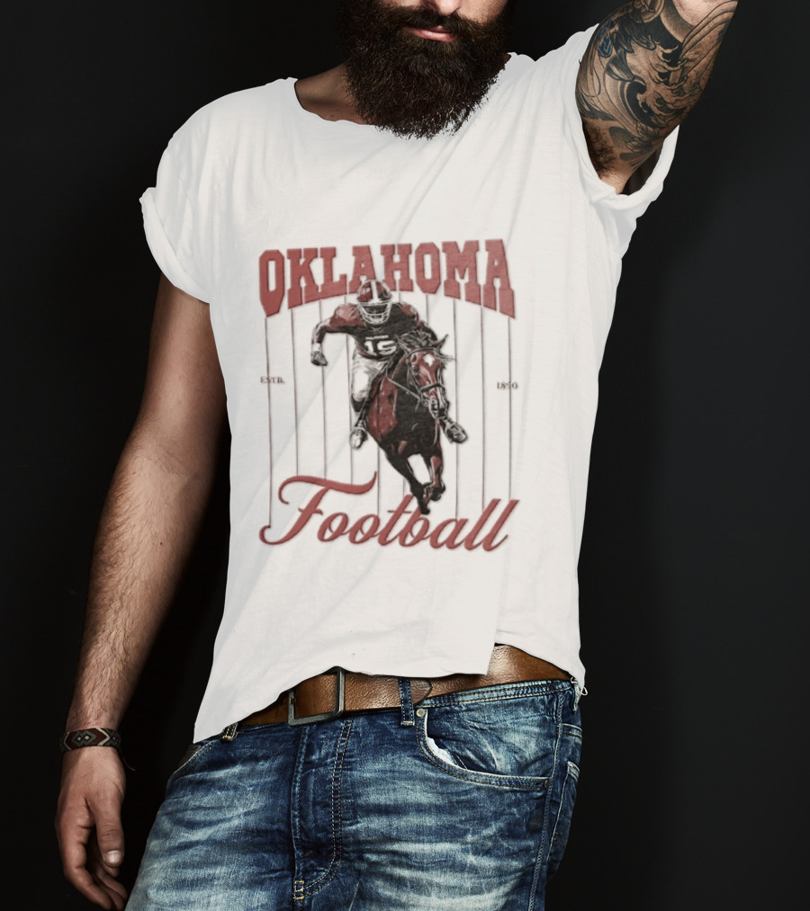 Oklahoma Sooners Football Player On Horse Estb 1890 T-Shirt